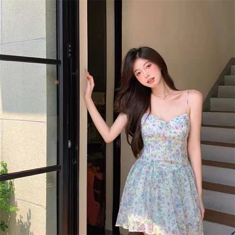 [huazi] little woman suspender floral dress ys1-902# JJ