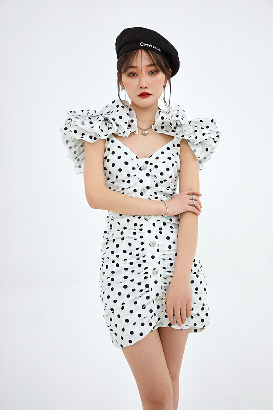 New year in early spring! [ala emiva] Korean minority design wave point waist bag hip dress l1123 dress (without sleeves) ys1-l1123a# JJ