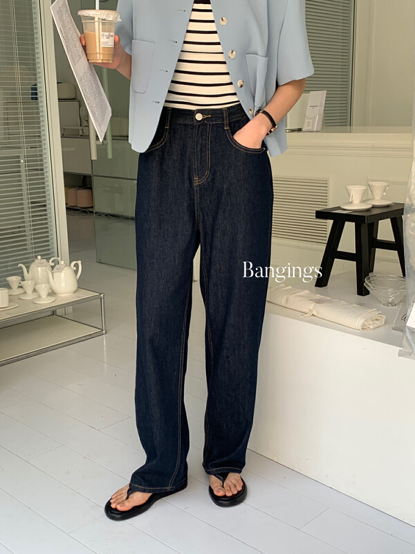 [bangings] Korean loose casual thin wide leg jeans 21nkz0092# CLS