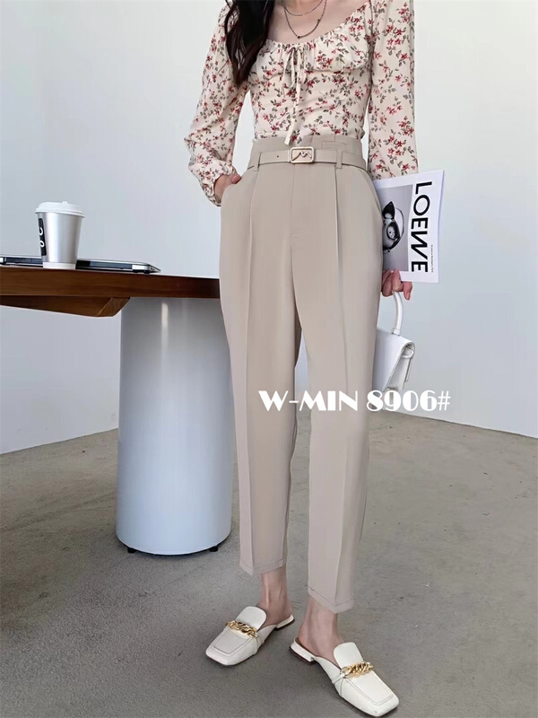 New in early summer! [w.min] simple temperament small foot nine point trousers (with belt) 8906# CLS