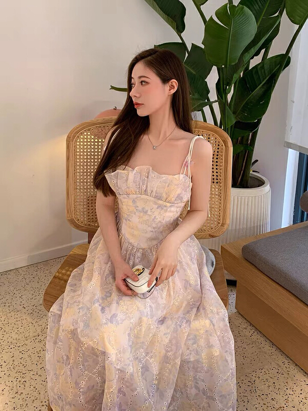goods in stock! New in early summer! [w design] niche design ruffled butterfly suspender dress 14371# WPL