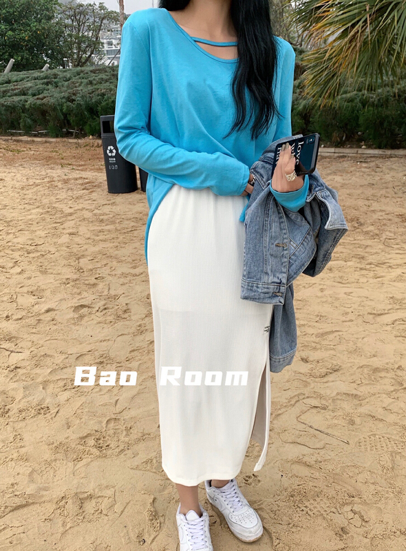 goods in stock! New year in early spring! [Fanfan fan] Korean candy color split skirt 1015# zxx