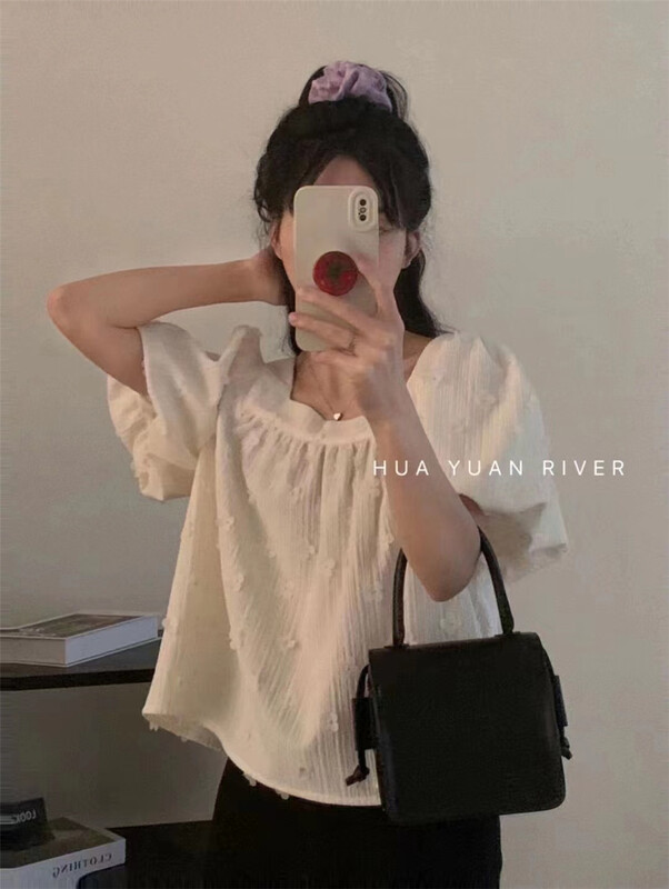 [Susan] square neck Pullover short sleeve shirt 18236# LSW