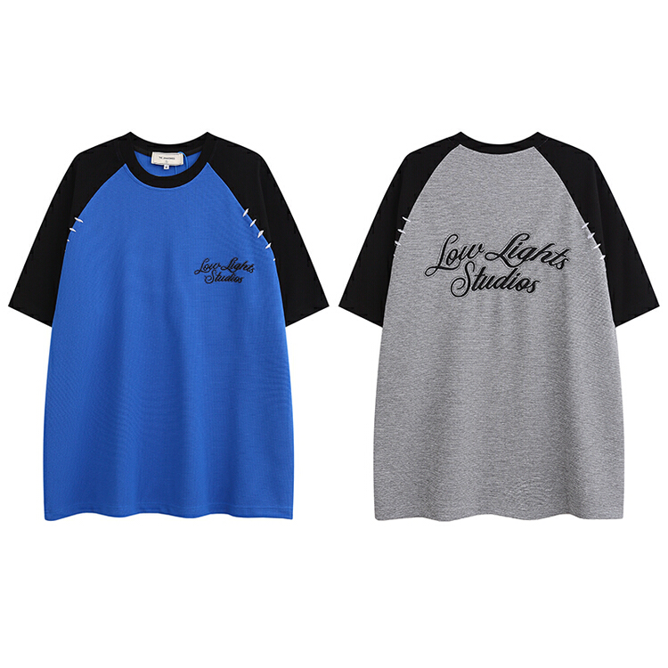 [the unaved] men's and women's personalized letter embroidery raglan sleeve short sleeve T-shirt 2390# ZZL