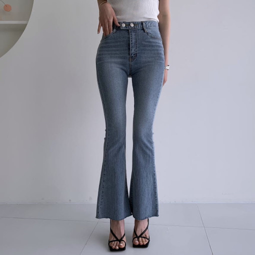 New in early summer! [four seasons] high waist slim elastic flare jeans 6013# LSL