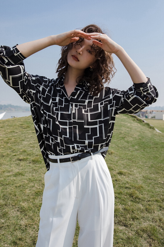 Original price 100.39! New year in early spring! [es modish] Korean style casual color contrast shirt bl1595# XYJ