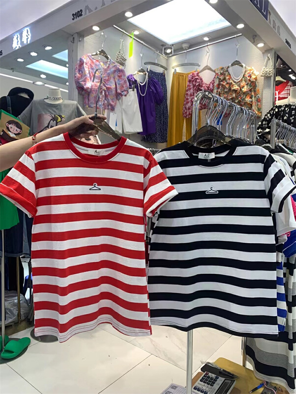 [al] niche versatile hanger stripe short sleeve T-shirt 5207# ozq