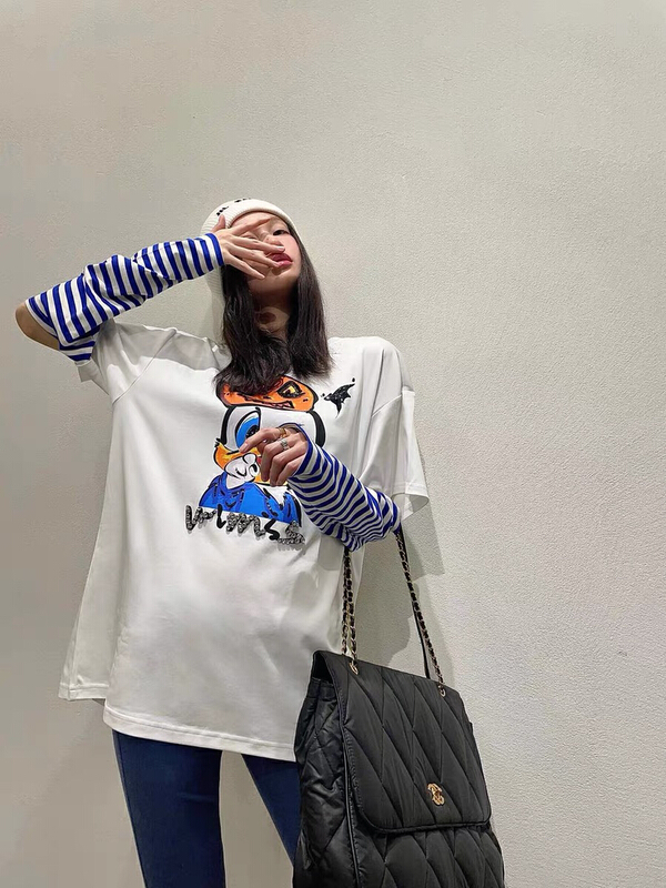 New year in early spring! [tagkita] splicing Pullover duckling long sleeve T-shirt 2146# ozq