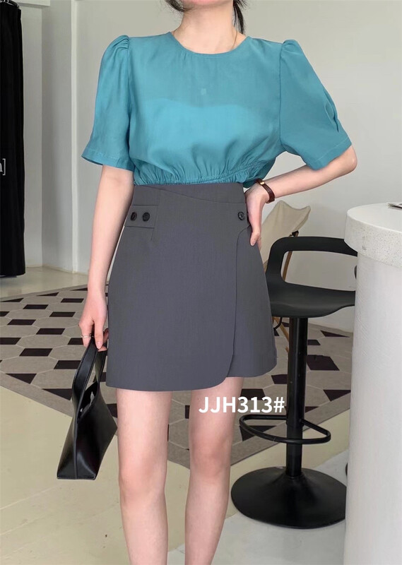 [jiujiuhong] Korean version thin solid color skirt 313# hjy