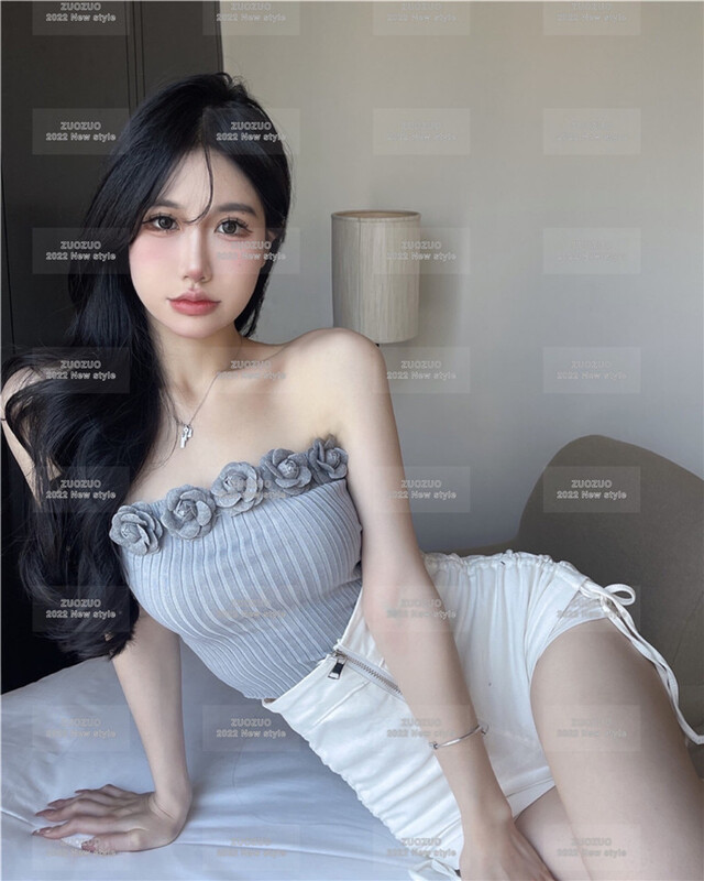 [Zuo Zuo] flower design knitted vest / suspender 4557# ozq