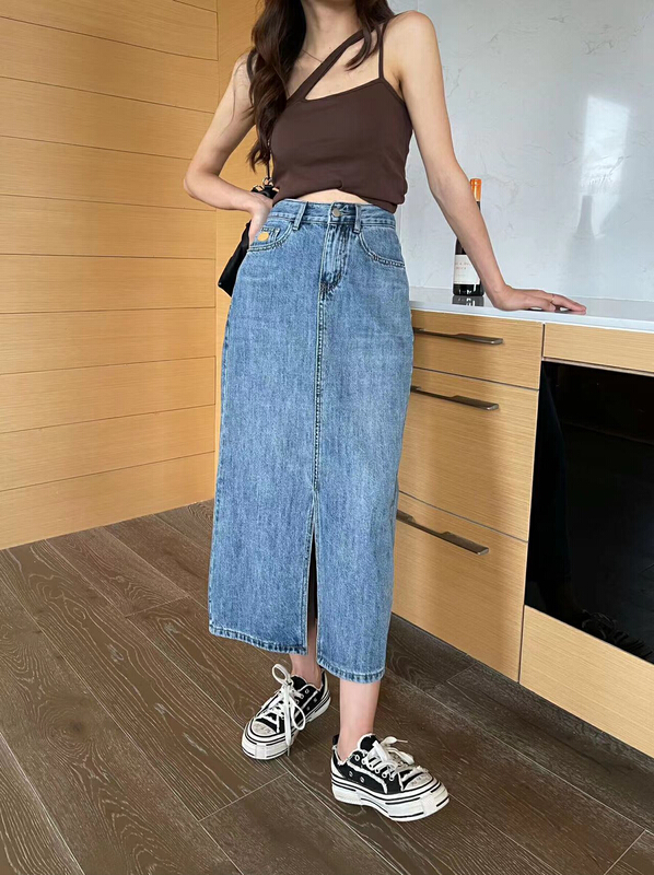 New year in early spring! [en Xier] Korean version high waist split slim denim skirt es0560# L