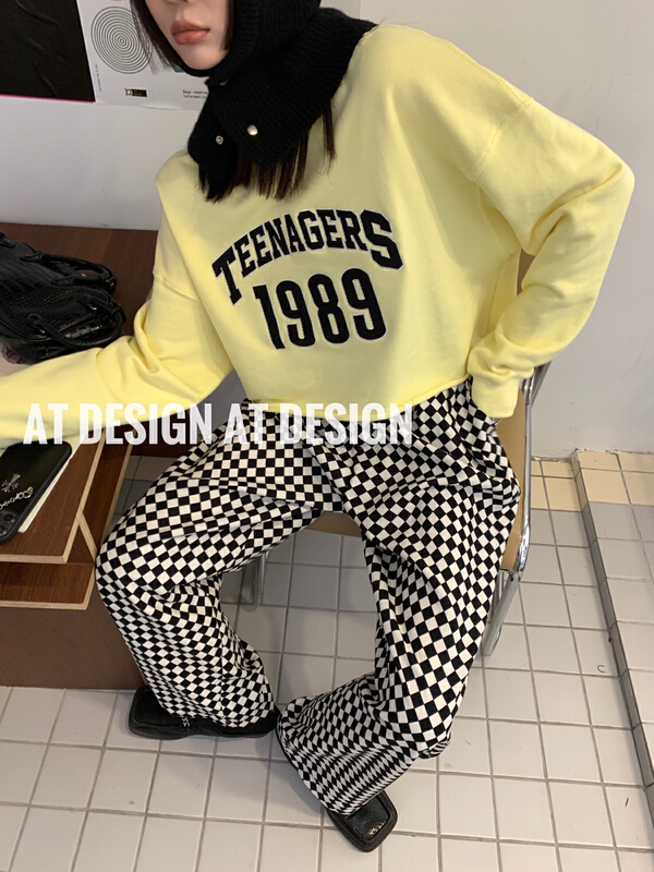 goods in stock! New year in early spring! [at] letter versatile round neck sweater 56882# LSL