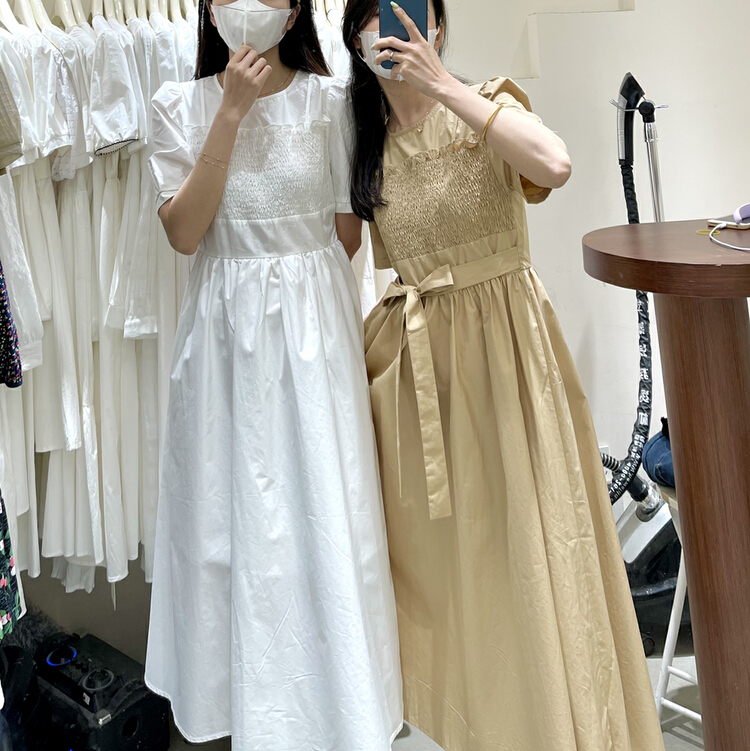 New in early summer! [from. V] lady's small fresh medium length dress 6619-1# ll