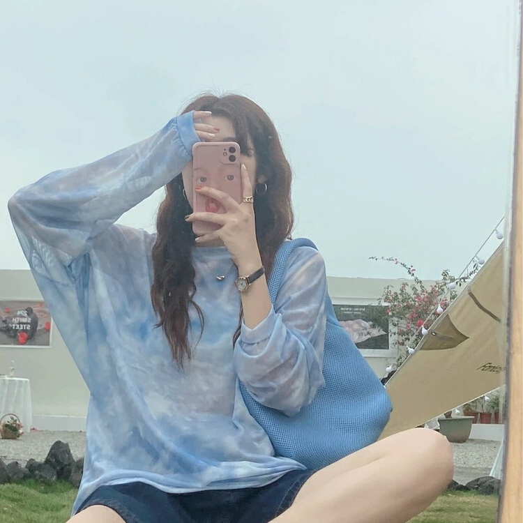 goods in stock! 【8】 Tie dyed long sleeved loose sunscreen shirt 9635# XYY
