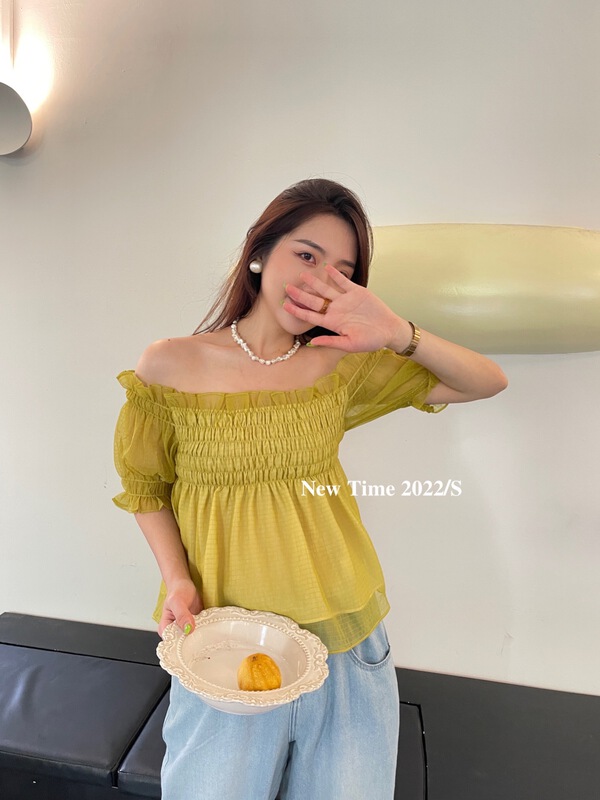 [new time] simple and versatile, one shoulder solid color shirt 1171# XYY
