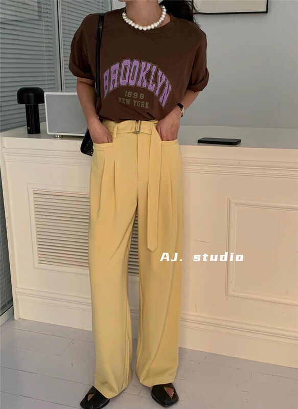 goods in stock! New year in early spring! [AJ. Studio] Korean classic comfortable trousers (belt not detachable) 9161# ll