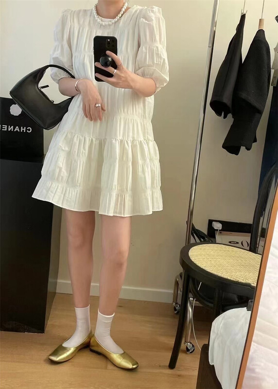 [the most] solid color versatile Pleated Dress 9609# HBx