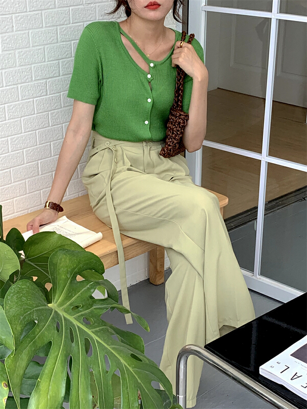 New in early summer! [about me] irregular design knitted cardigan 219076# cqw