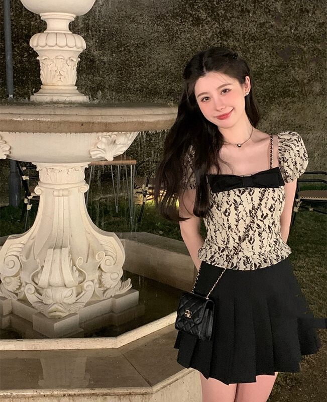 [CTH] fashion thin broken flower bow small design shirt 1176# cqw