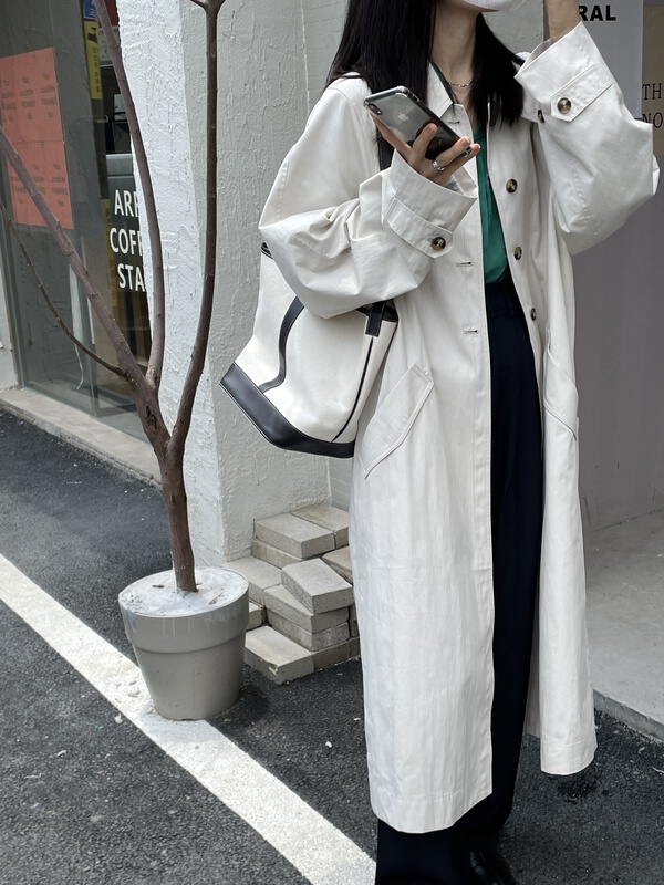 [clean space] autumn new Korean medium and long windbreaker (with waist rope) 29823# CLS