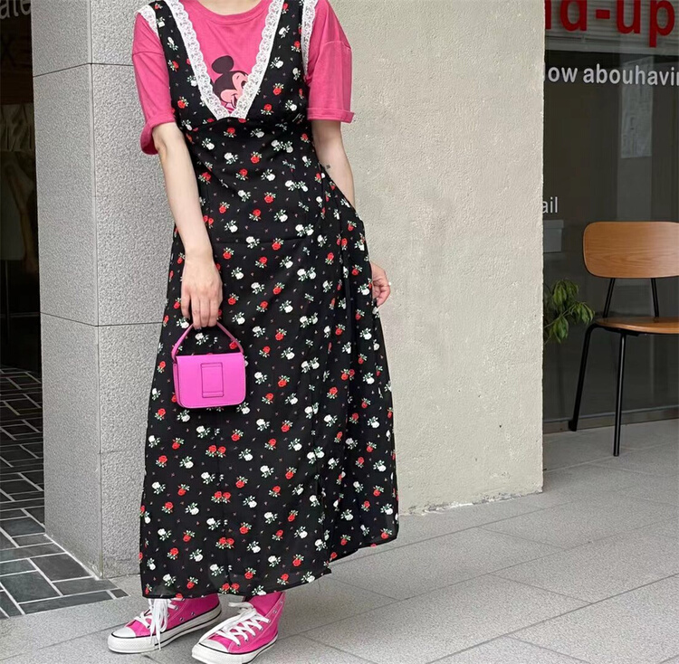 goods in stock! New in early summer! [enjoy] Korean vintage floral dress 0125# lwy