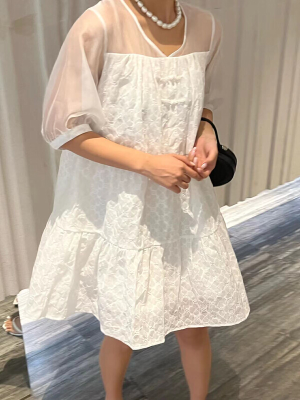 [Za] perspective mesh lace stitched texture dress 18329# LSL