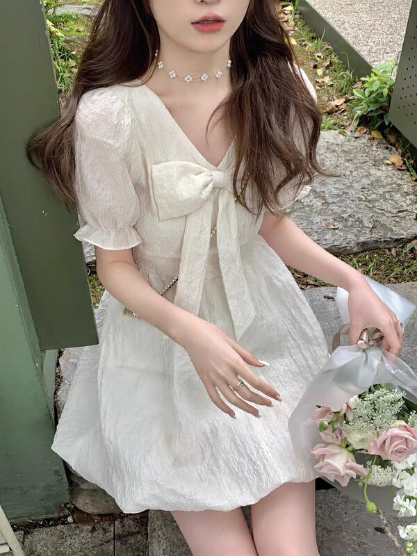New in early summer! [Huaxi] bow, sweet and gentle dress 8880# PCZ