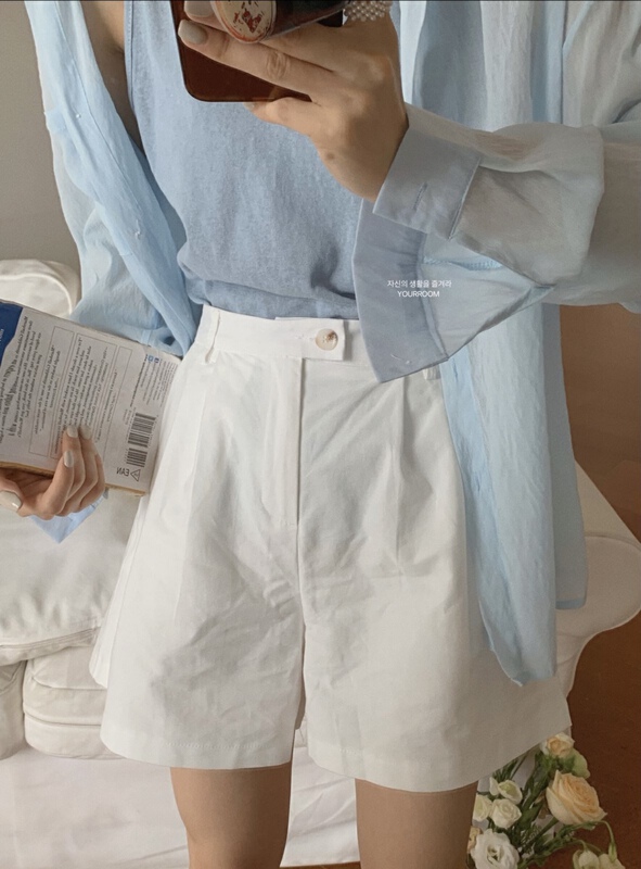 goods in stock! [your room] simple and versatile elastic waist casual shorts 8888-2# cqw
