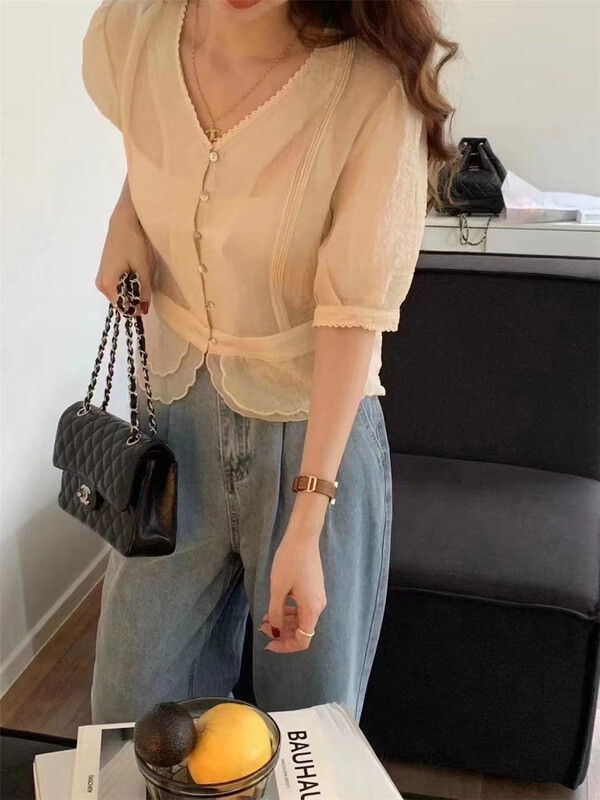 [Susan] lace stitched lady blouse 18059# LSW