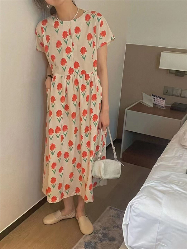 [m.zi studio] elegant temperament breasted floral dress 6935# HBx