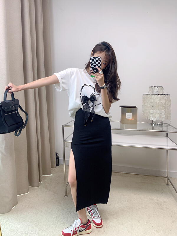 goods in stock! [Vanessa] high waist double slit, foreign style, versatile skirt 6128# ozq
