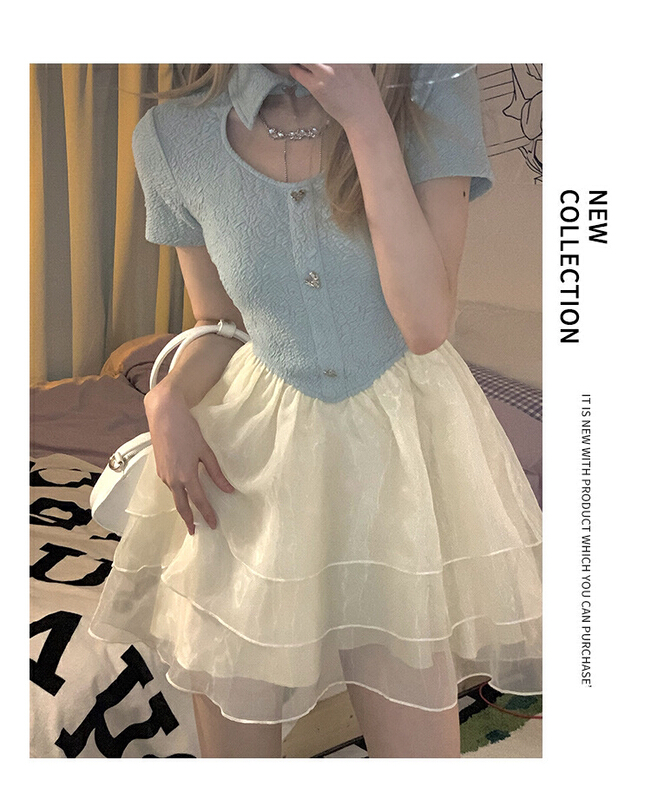 [RM. HH] openwork stitched Organza puffy dress (dress only) 379# ozq