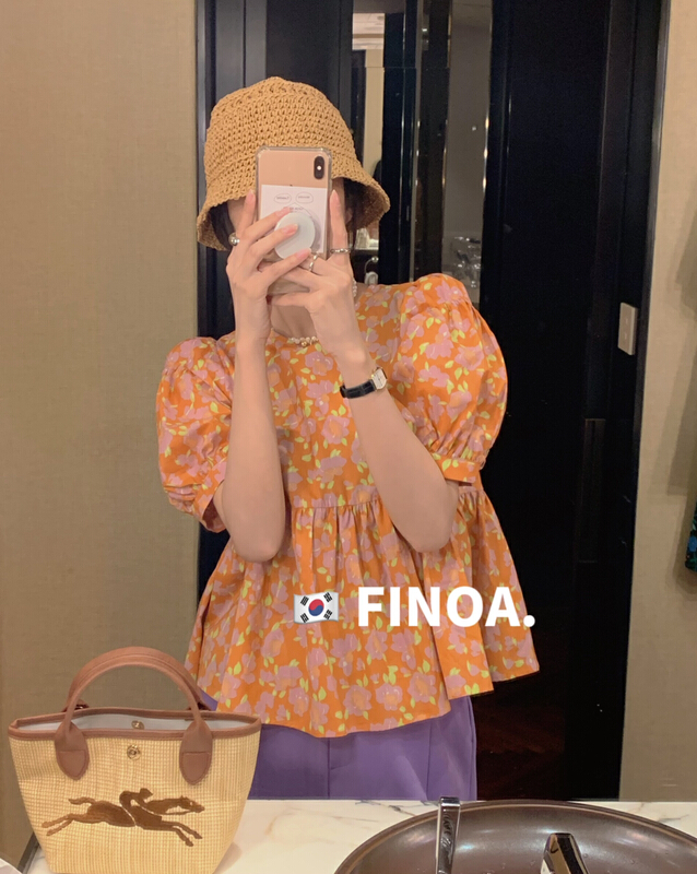 New in early summer! [finoa] Korean casual floral blouse 10408# CLS