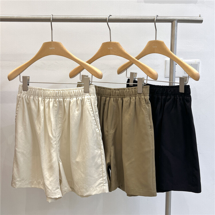 [xhm] elastic waist clean color versatile casual shorts 2035# zjy