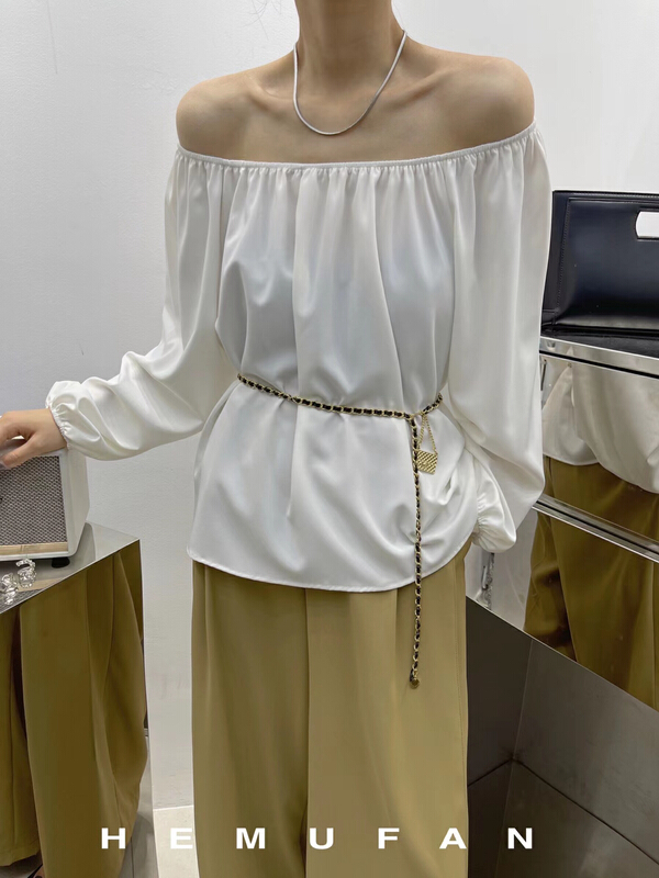 [hemufan hemufan] minimalist off shoulder shirt 3105-3# L