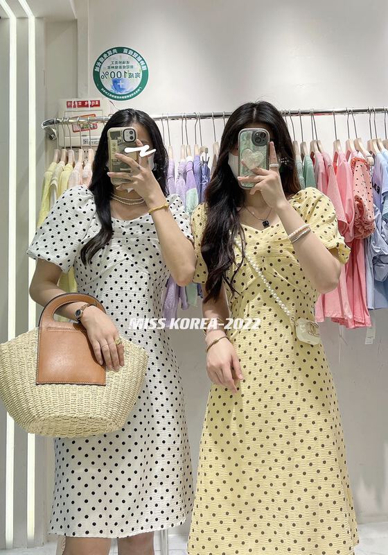 [Miss Korea] French gentle and elegant fashion polka dot dress 6676# HBx