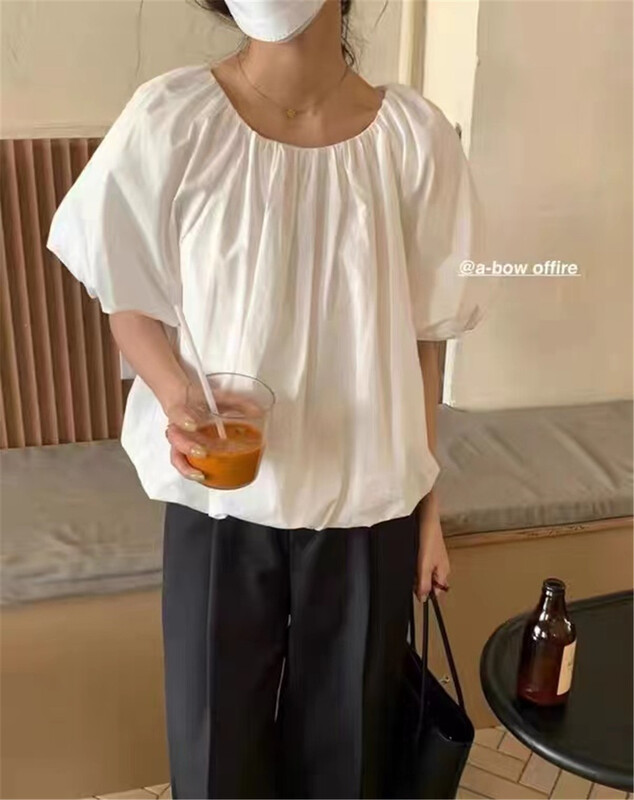 [Susan] bubble sleeve simple aging shirt 18127# LSW