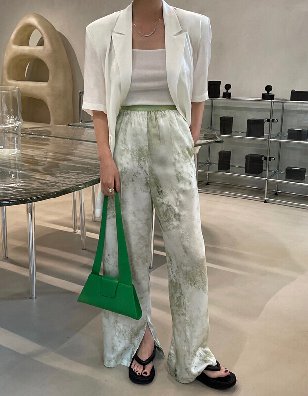 [Hello September] printed straight tube loose casual pants m2496# CLS