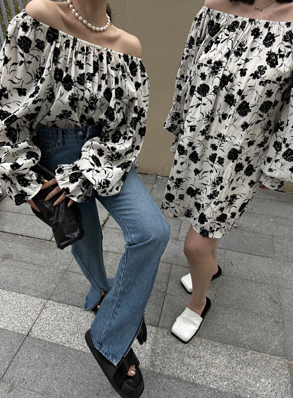 New in early summer! [f (x)] Korean long one shoulder floral dress 7106# ozq