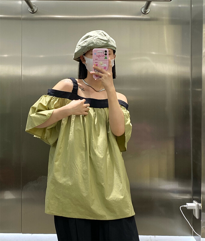 [we home] color blocking comfortable Korean vest / sling 2917# L