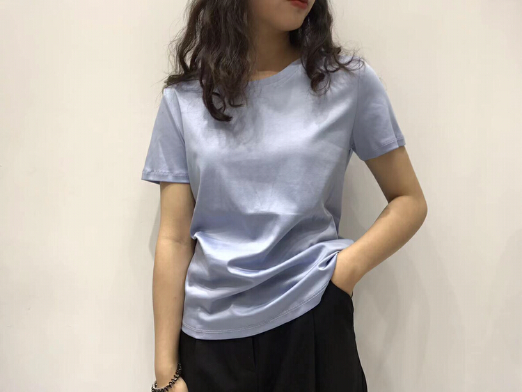 New in early summer! [Wuyi] simple and versatile solid short sleeve T-shirt w30022# XJ