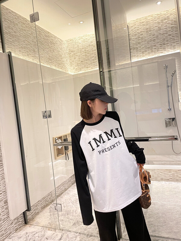 [Nancy] simple contrast color hot drill long sleeve T-shirt 6189# WPL
