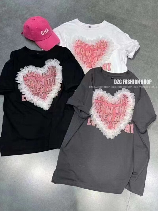 [Jin Han] love letter printed short sleeve T-shirt ys1-8760# ozq