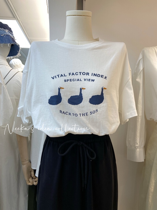 New in early summer! [magic Qiqi] age reducing versatile round neck note nail bead short sleeve T-shirt 1523# ll