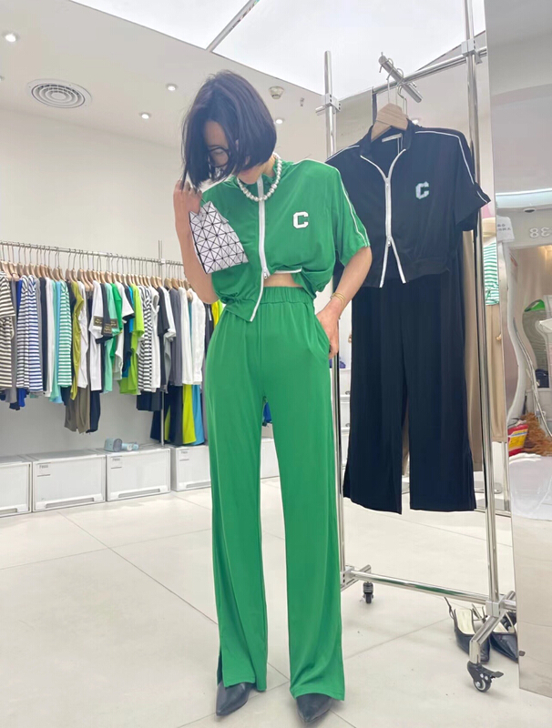 [Xi Xi] small group design c letter Top + loose casual pants set 99999# ozq