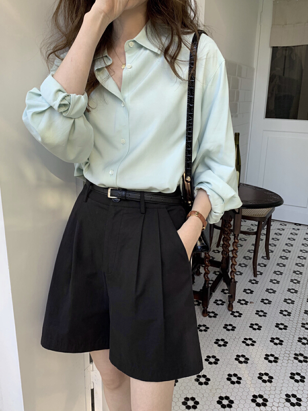 The original price is 98.99! [T.G] Korean style minimalist and versatile clean color shirt 15858# cqw