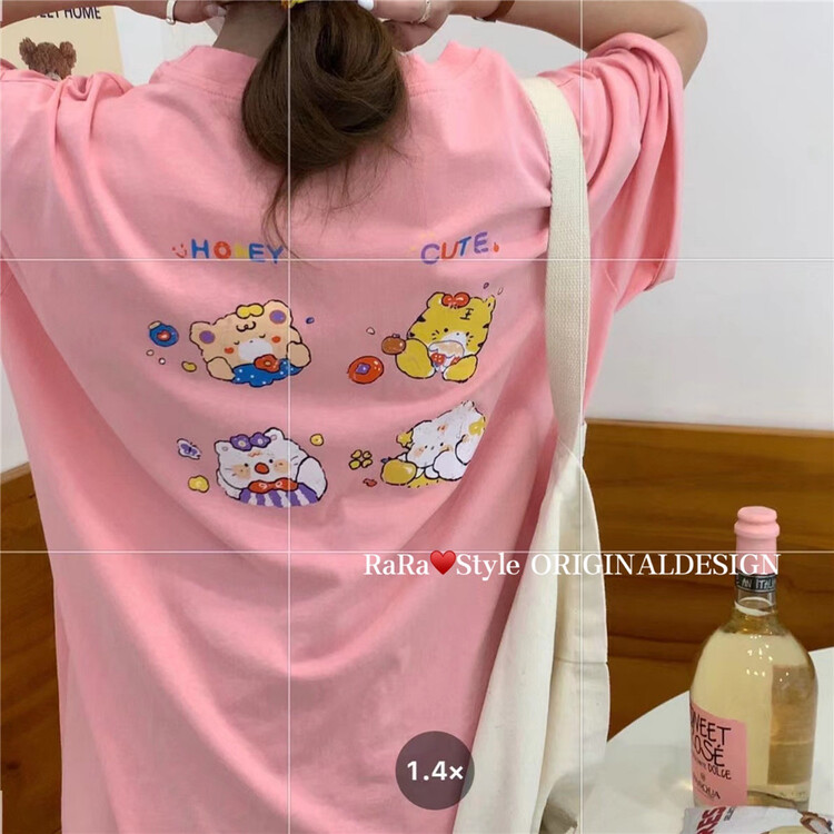 [rara] Korean round neck Pullover short sleeve T-shirt 8773# LSL