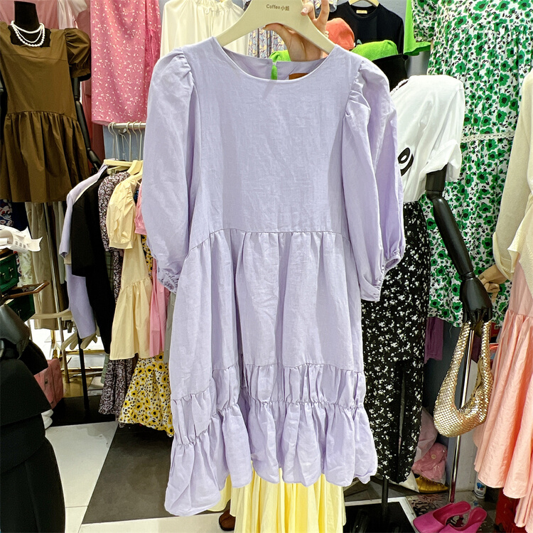 goods in stock! New in early summer! [miss coffee] bubble sleeve fashion dress 3013# XYJ