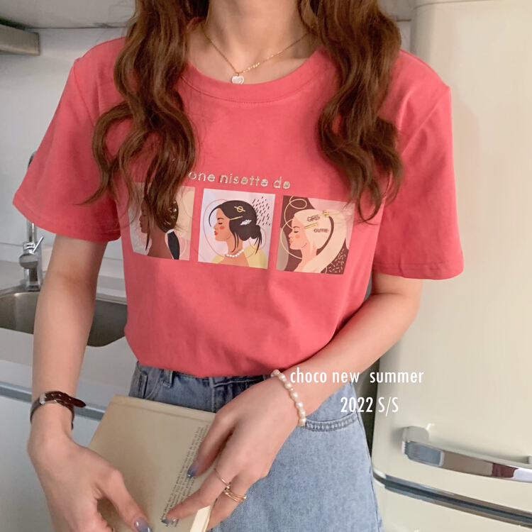 [choco] Korean heavy industry girls' short sleeve T-shirt 8263# HBx