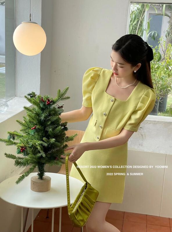 goods in stock! [yoomini] temperament square neck blouse + high waist slim skirt suit c12594 # WPL